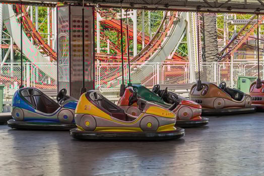 Bumper cars in amusing park photo