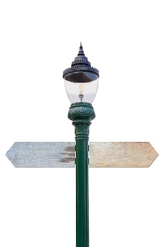 Wooden signs on lamp post photo