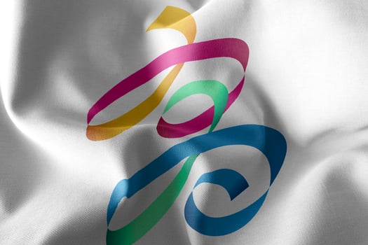 3D illustration flag of Kaohsiung City is a province of Taiwan. photo