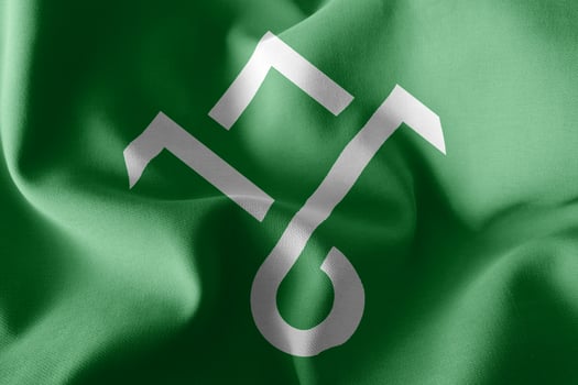 3D illustration flag of Innlandet is a region of Norway. photo