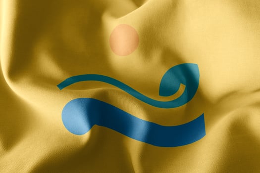 3D illustration flag of South Jeolla is a region of South Korea photo