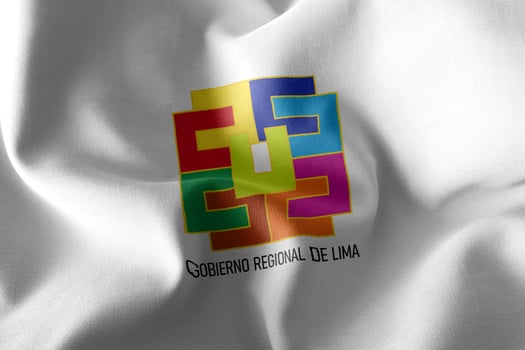 3D illustration flag of Lima is a region of Peru. Waving on the photo