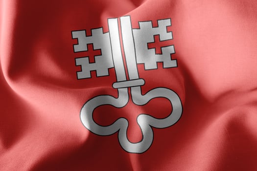 3D illustration flag of Nidwalden is a region of Switzerland. photo
