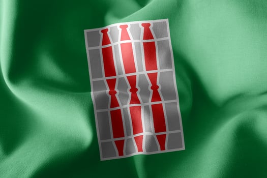 3D illustration flag of Umbria is a region of Italy. photo