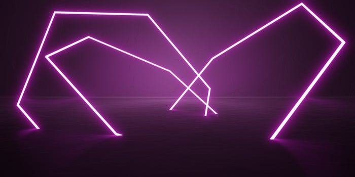 hexagon laser light background Product presentation podium neon light Technology style floor and wall 3D illustration photo