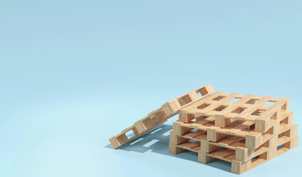 3D rendering pallet stack on the  blue sky background photo