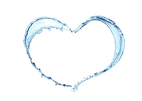 image of heart shaped water splash on white background photo