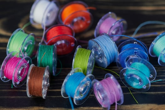 macro of colored cotton thread photo