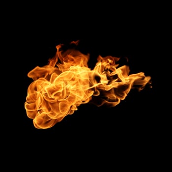 Fire isolated on black background. photo