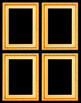 Gold antique frame isolated on black background photo