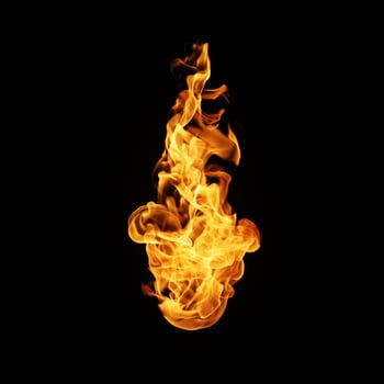 Fire flames collection isolated on black background photo