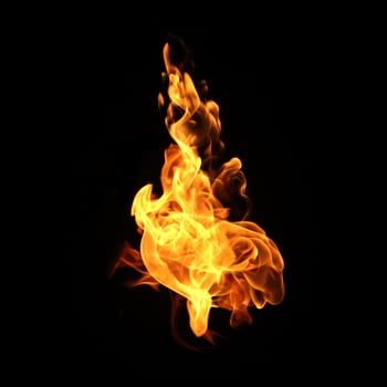 Fire flames collection isolated on black background photo
