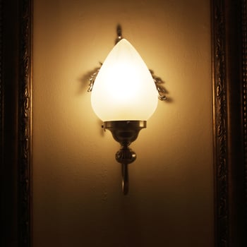 Wall lamp with a shade on the background photo