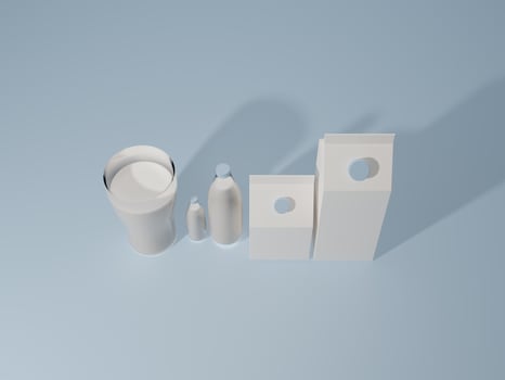 Milk on blue flat background photo