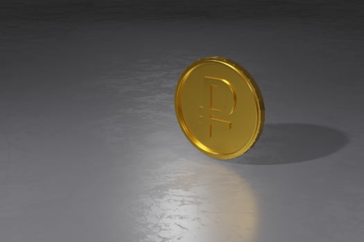 3d render of russian currency golden coin photo
