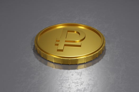 3d render of russian currency golden coin photo