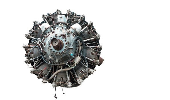 9 cylinder Radial Engine of old airplane,Vintage style photo