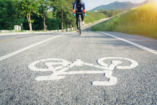 Bicycle sign on the road used for pedestrian crossing bicycle lane photo