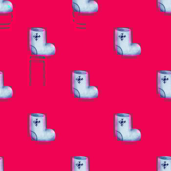 Christmas seamless pattern with felt boots photo