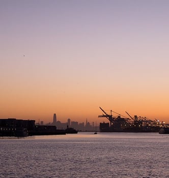 Oakland Shipyard San Francsico Cityscape Sunset Orange Brown photo