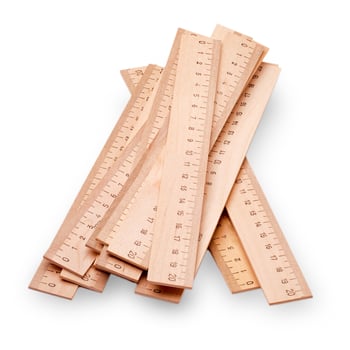 Yellow wooden centimeter ruler photo