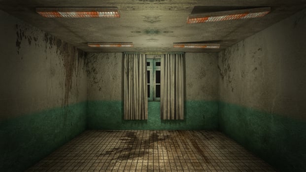 The interior design of horror and creepy damage empty room., 3D rendering. photo