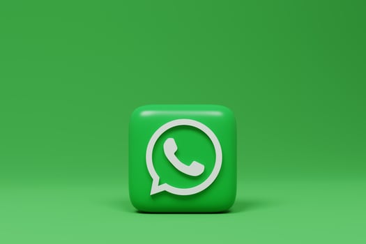 Whatsapp logo on green background. 3d render. photo