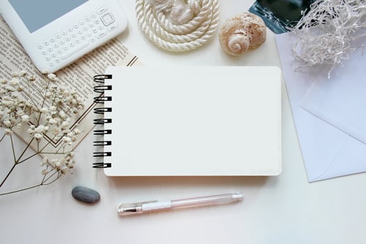 Mockup of spiral notebook styled photo