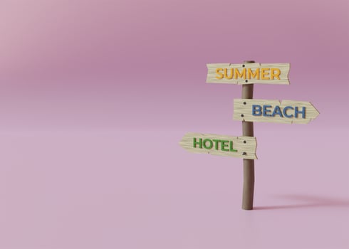 summer vacation hotel or beach directions, 3D rendering photo