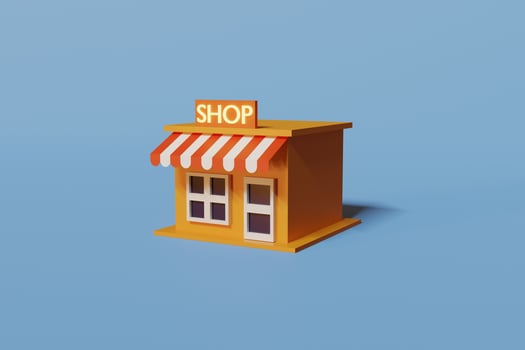 Cute minimalist style shop. and creative 3D render illustration photo