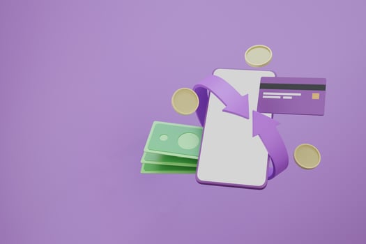 Cashback refund from online shopping payment icon 3D render illustration photo