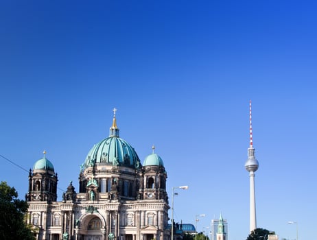 Berlin, Germany, 2022 - Berlin Cathedral and TV Tower, Berlin, Germany. photo