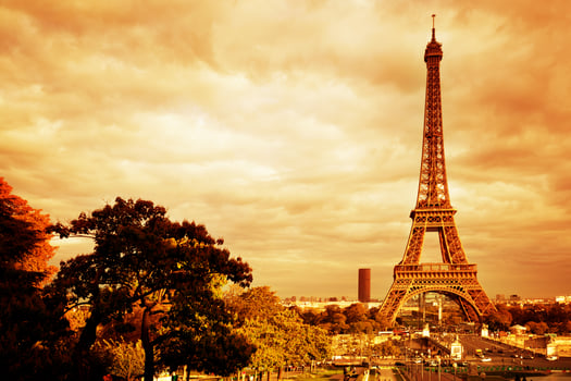 Eiffel Tower in Paris, France. Vintage, retro photo