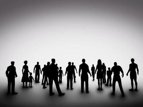 Group of various people silhouettes. Society, community, diversity photo