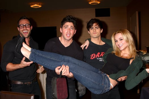 LOS ANGELES, FEB 27 Marco Dapper, Robert Adamson, Max Ehrich, Hunter King at the Hot New Faces of the Young and the Restless press event on February 27, 2013 in Los Angeles, CA photo