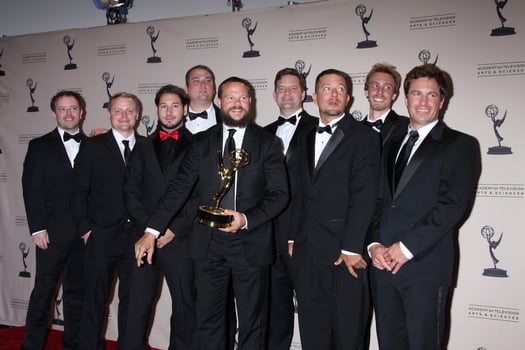 LOS ANGELES, SEP 15 - Deadliest Catch Cinematgraphers at the Creative Emmys 2013, Press Room at Nokia Theater on September 15, 2013 in Los Angeles, CA photo