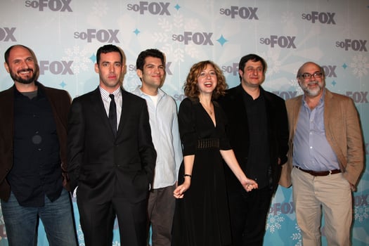 LOS ANGELES, JAN 11 -  Loren Bouchard, John Roberts, Dan Mintz, Kristen Schaal, Eugene Mirman, Jim Dauterive arrives at the FOX TCA Winter 2011 Party at Villa Sorriso on January 11, 2010 in Pasadena, CA photo