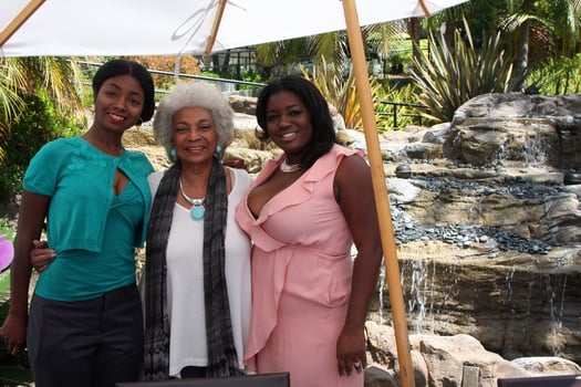 LOS ANGELES, AUG 20 -  Shawn Mitchell  Sister , Nichelle Nichols, Julia Pace Mitchell at the Julia Pace Mitchell Bridal Shower at the W Hotel, Westwood on August 20, 2011 in Westwood, CA photo