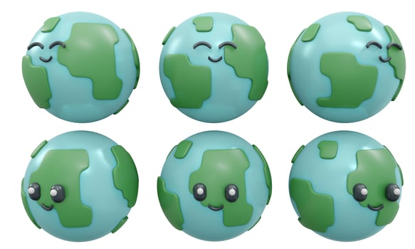 3D Rendering of character of smiley world icon isolate on white background concept of world earth day. 3D Render illustration cartoon style. photo