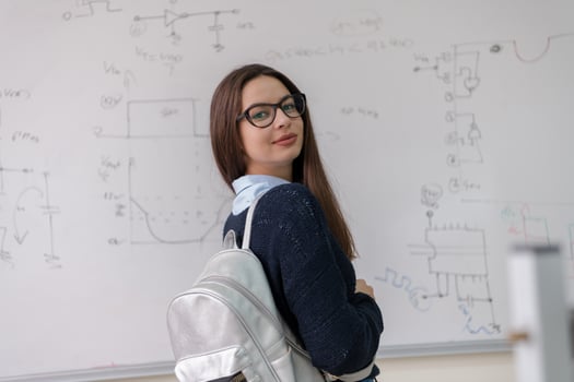 portrait of a young beautiful female student photo
