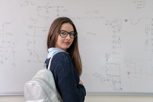portrait of a young beautiful female student photo