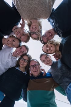 students celebrating successfully finished project photo