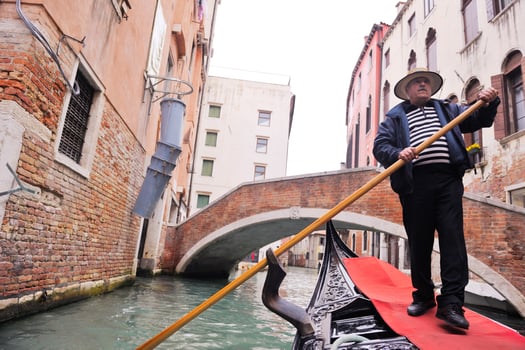 venice italy, gondola driver in grand channel photo