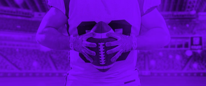 duo toned american football player in  arena at night photo