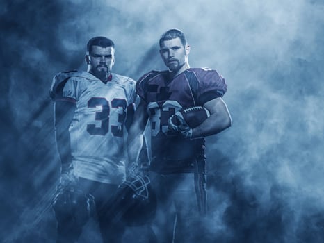 portrait of confident American football players photo