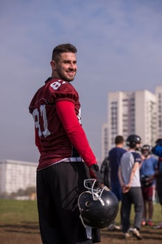 portrait of A young American football player photo