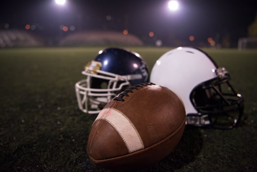 american football and helmets photo