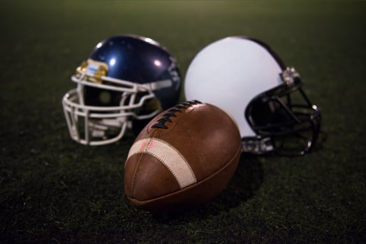 american football and helmets photo