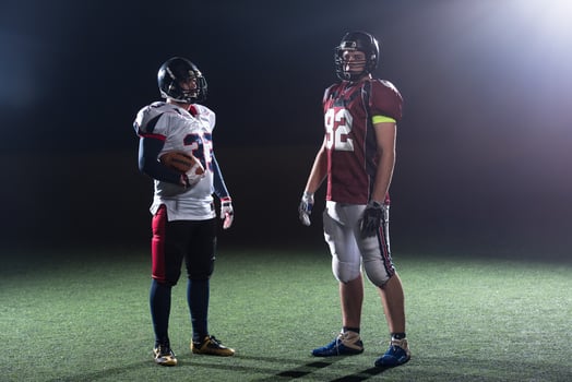 portrait of confident American football players photo