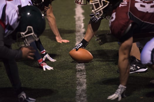 american football players are ready to start photo